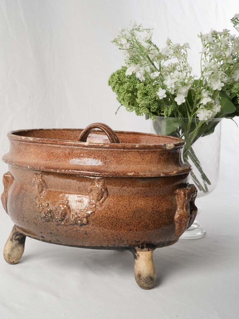 Rare Antique Provençal Daubière in Glazed Earthenware - 9¾"