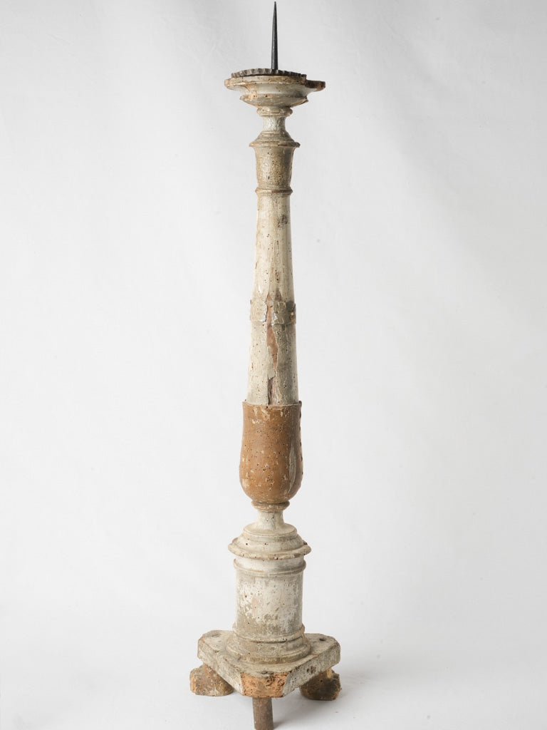 Hand-carved antique candlestick holder