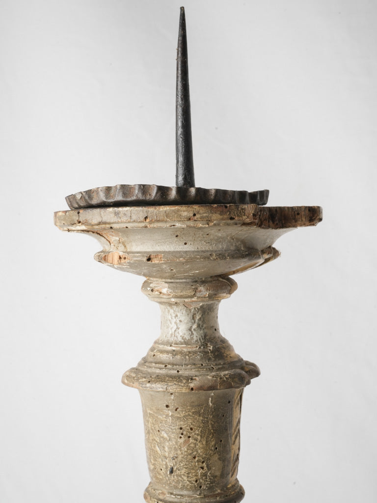 Vintage gilded wooden candlestick holder