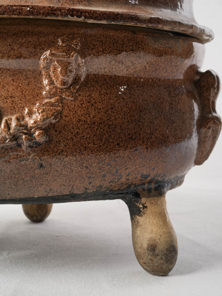 Rare Antique Provençal Daubière in Glazed Earthenware - 9¾"