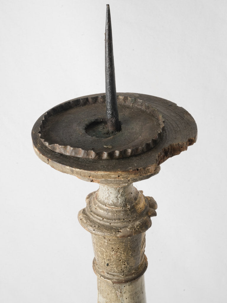 Aged patina candlestick holder