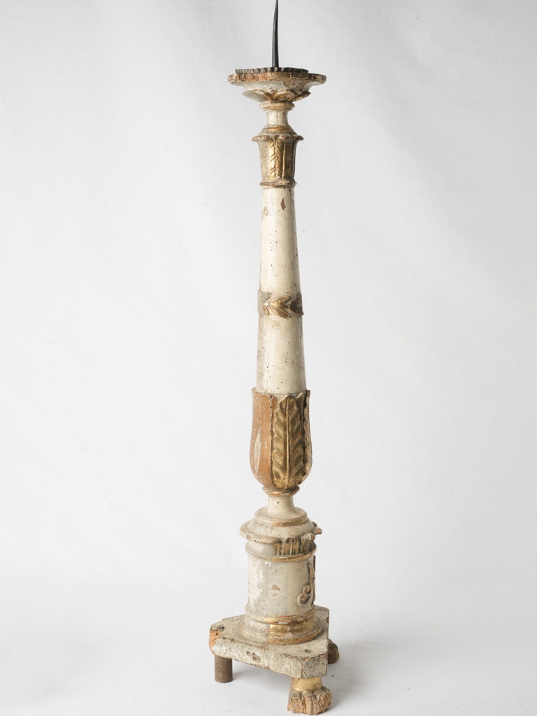 Charming distressed candlestick holder