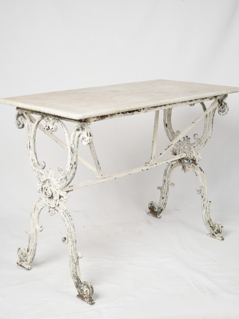 Antique French ironwork Carrara marble table