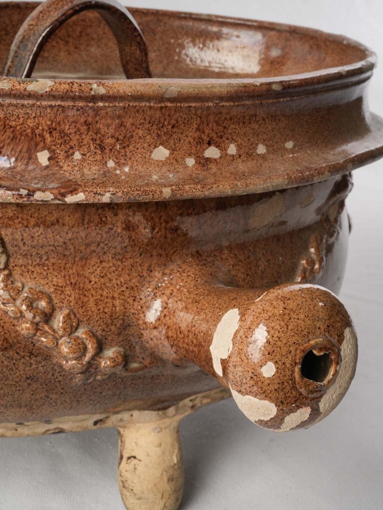 Rare Antique Provençal Daubière in Glazed Earthenware - 9¾"