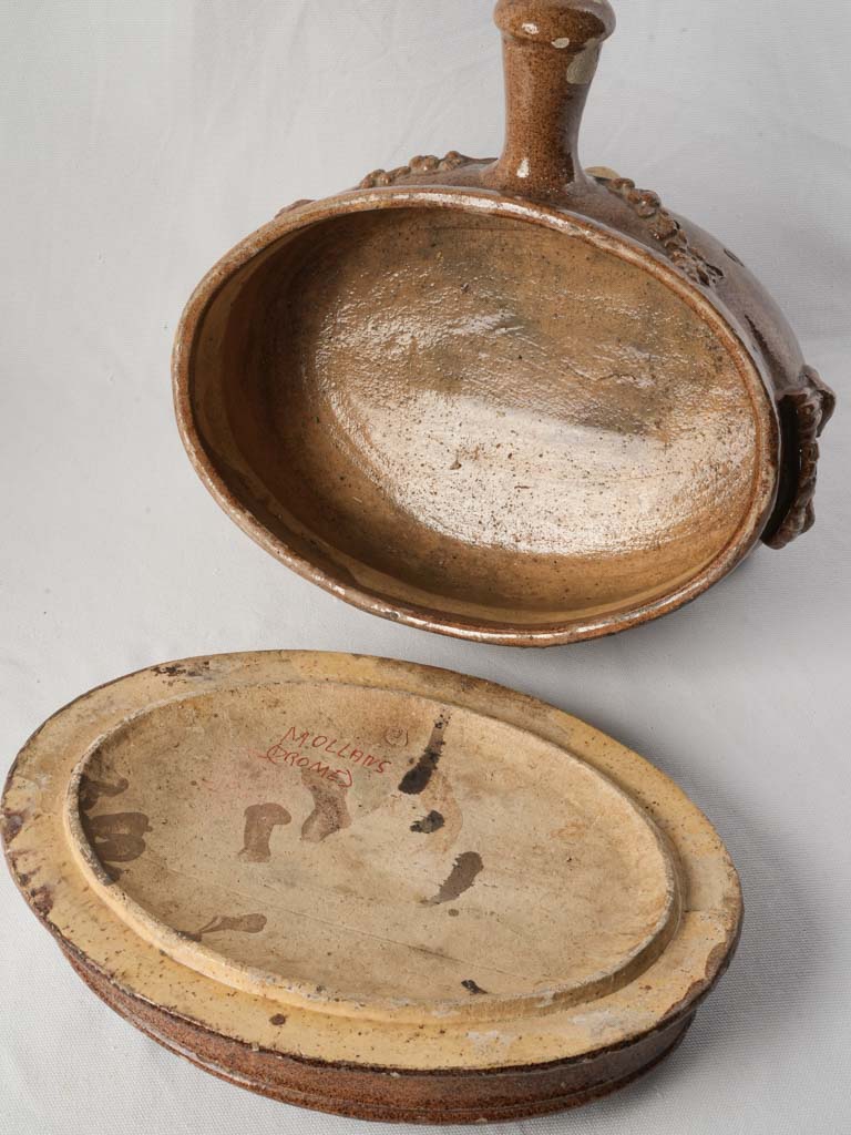 Rare Antique Provençal Daubière in Glazed Earthenware - 9¾"