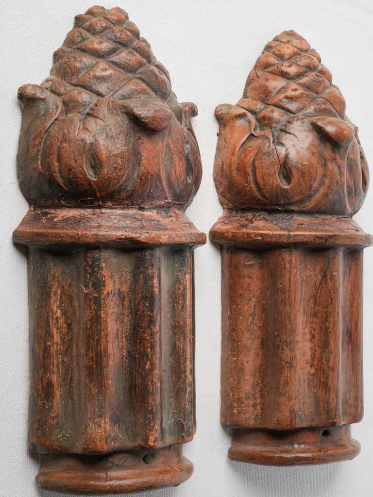 Antique French faience ridge tiles