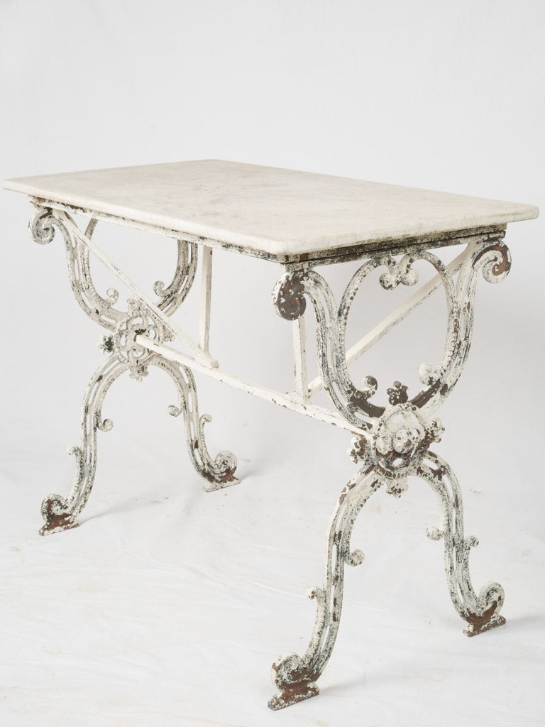 Exquisite scrollwork Carrara marble bistro table