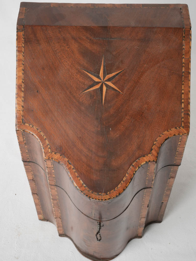 Richly grained mahogany cutlery box