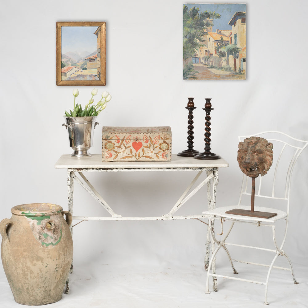 Historical aged cast iron bistro table