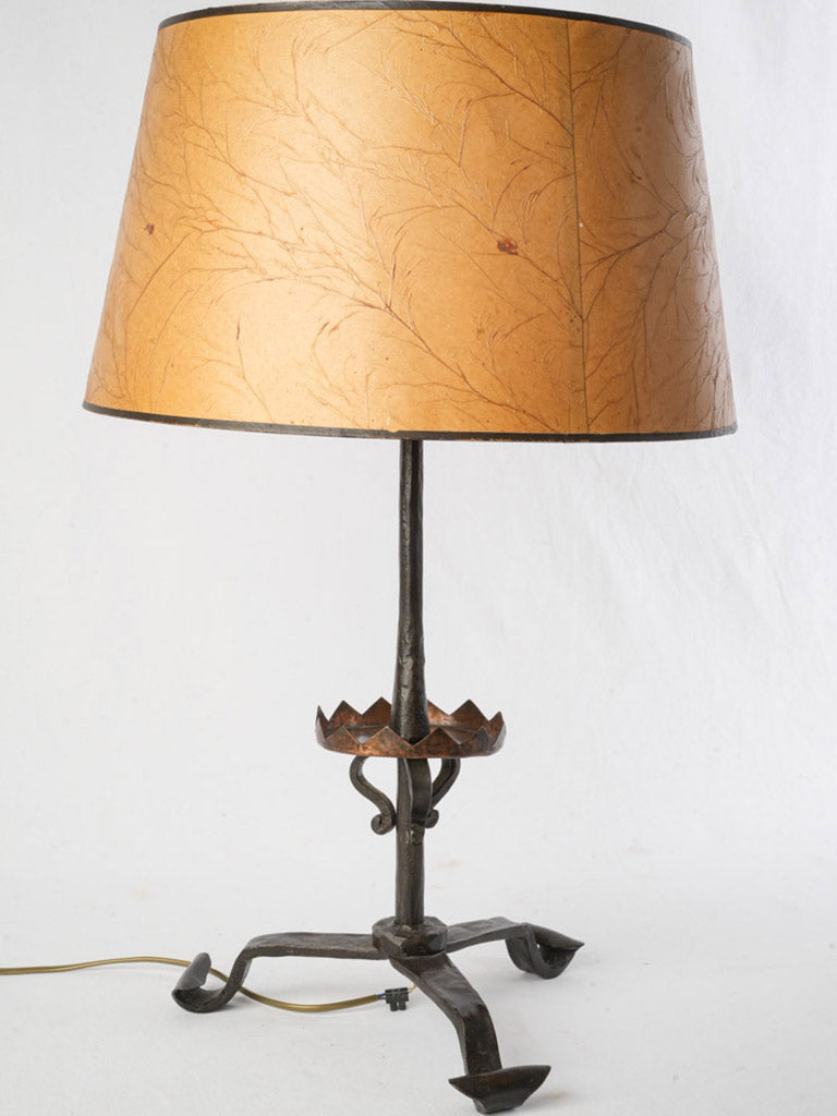 Rustic sculptural ironwork table lamp