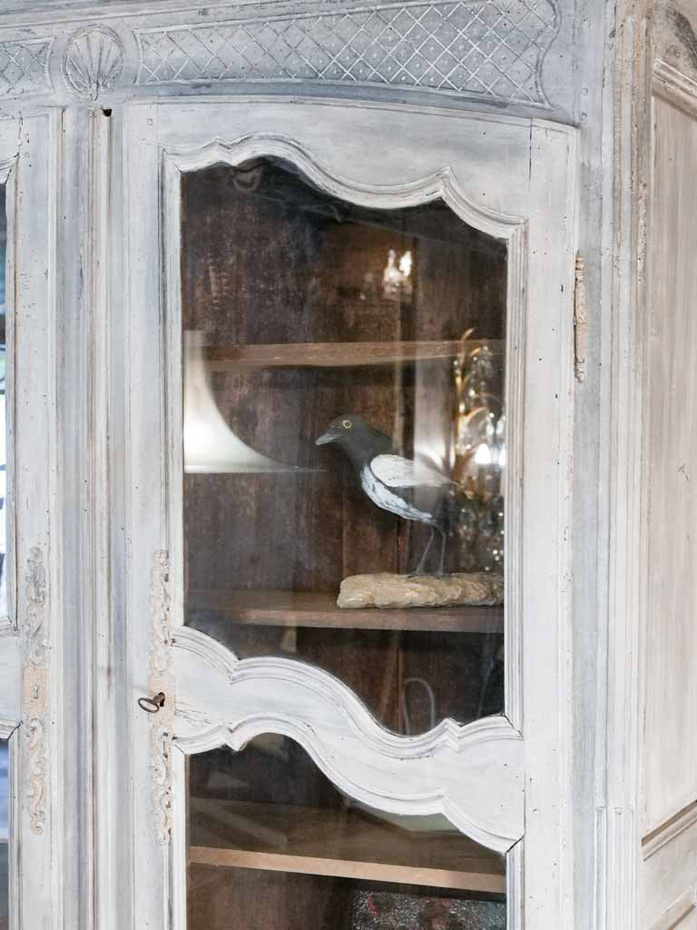 Vintage gray-beige French display cabinet