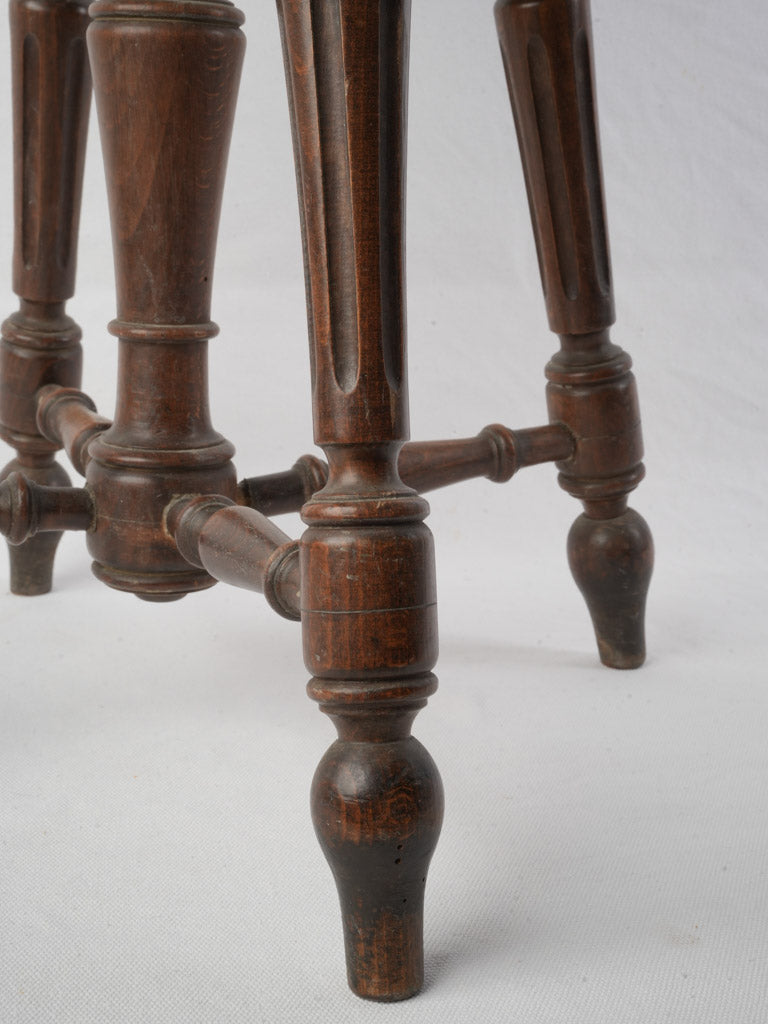 Late 19th Century Adjustable Music Stool W/ Needlepoint Seat- 20"