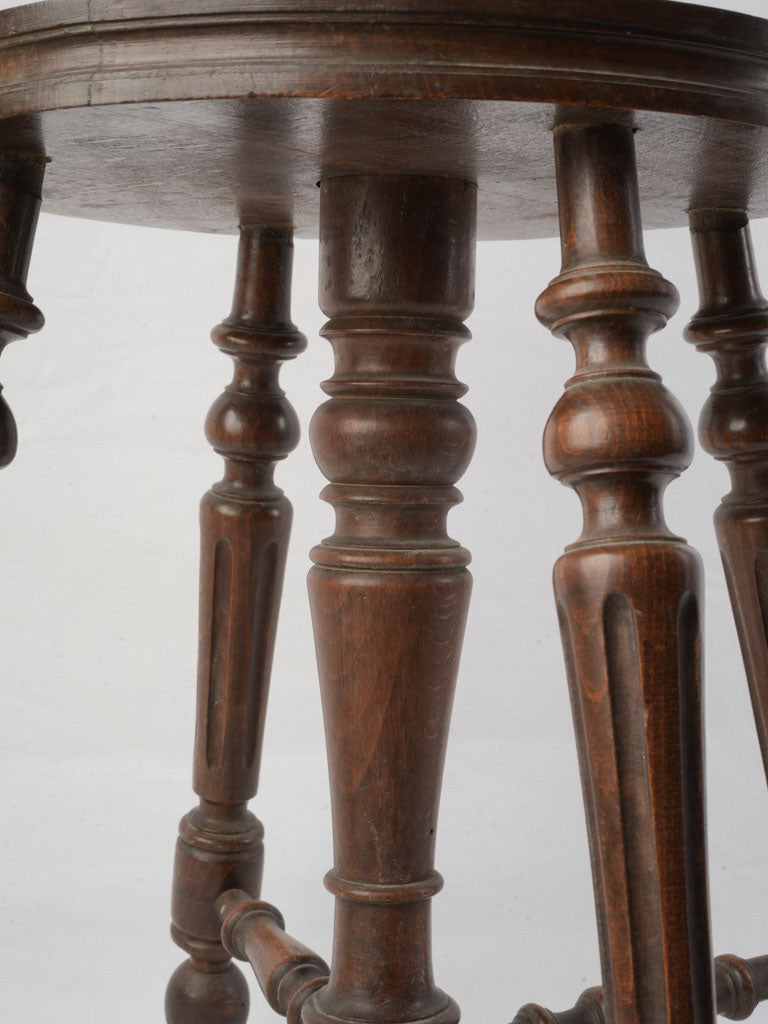 Late 19th Century Adjustable Music Stool W/ Needlepoint Seat- 20"