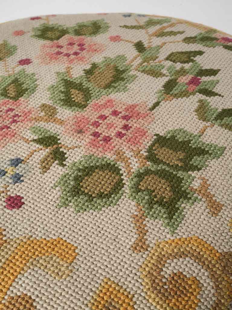 Late 19th Century Adjustable Music Stool W/ Needlepoint Seat- 20"