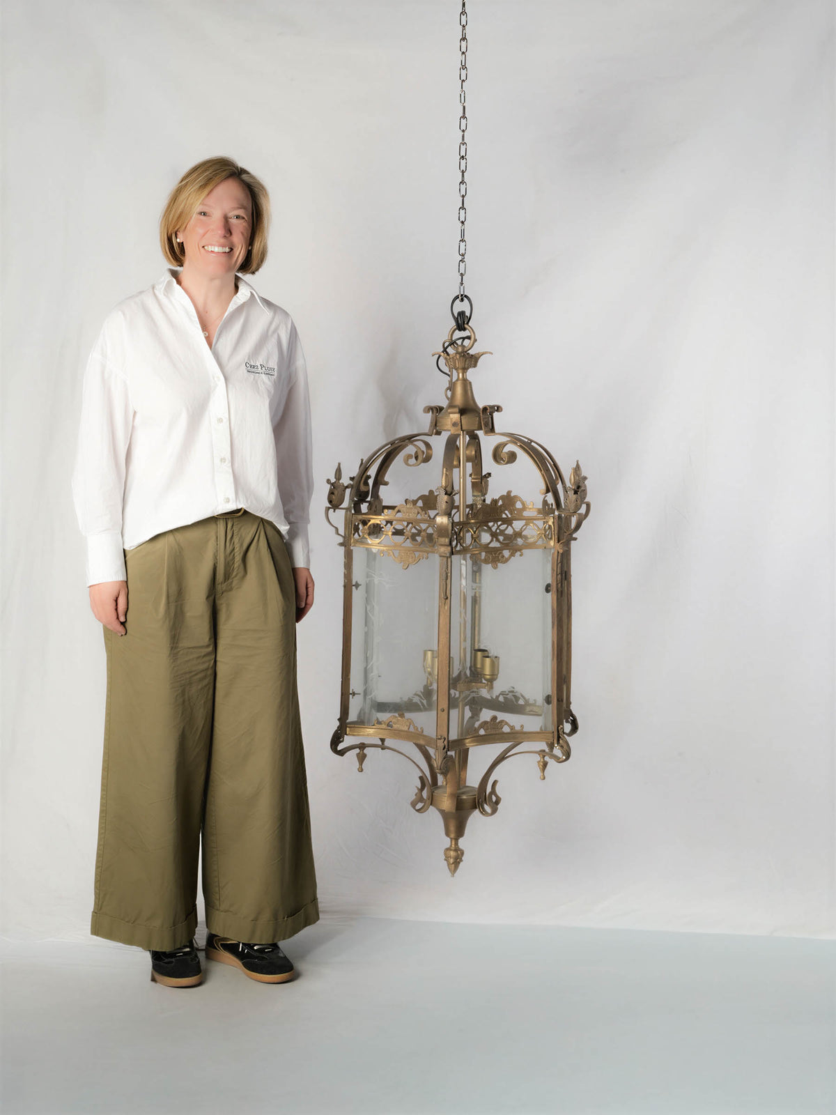 Verdigris solid brass ceiling lantern
