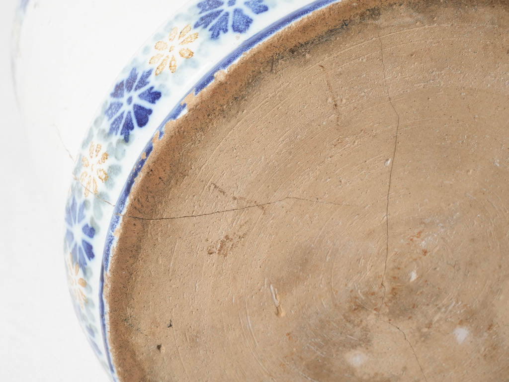 Stamped floral faience snuff jar