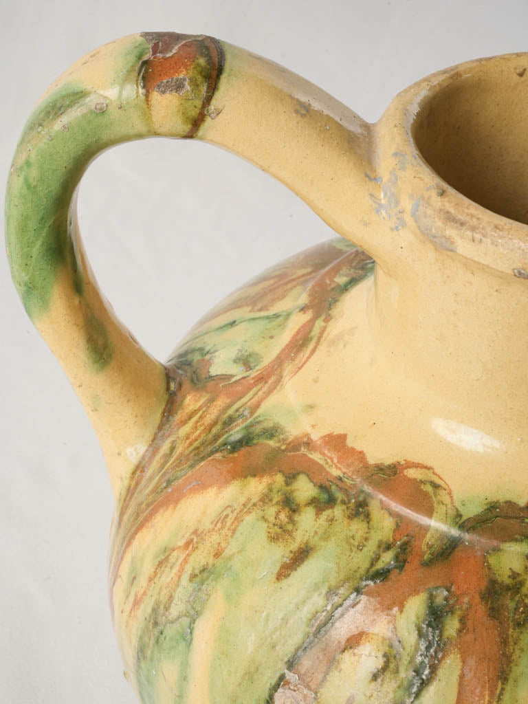 Rare Large Orjol W/ Striking Yellow & Green Glaze - 12¼"