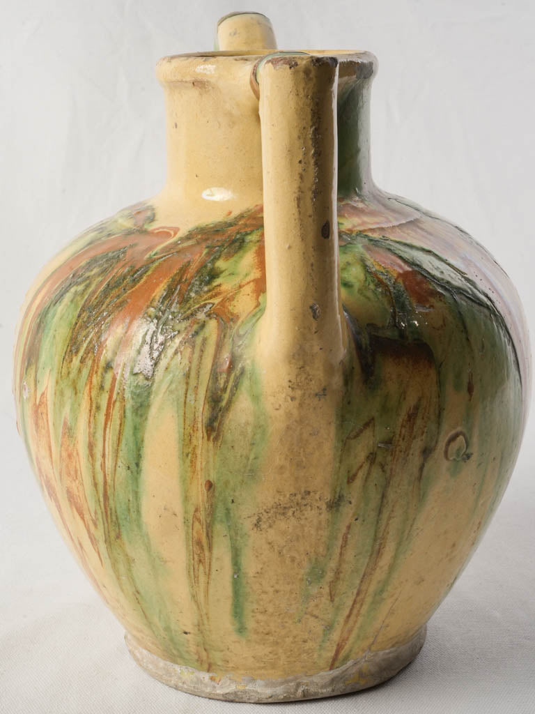 Rare Large Orjol W/ Striking Yellow & Green Glaze - 12¼"