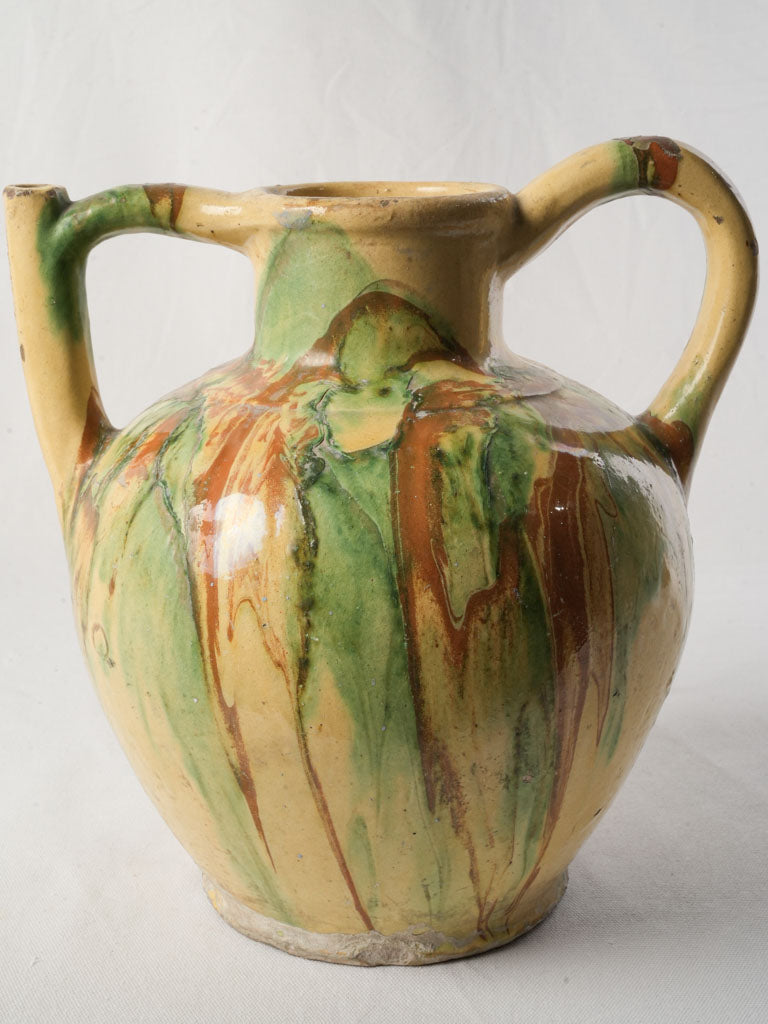 Rare Large Orjol W/ Striking Yellow & Green Glaze - 12¼"