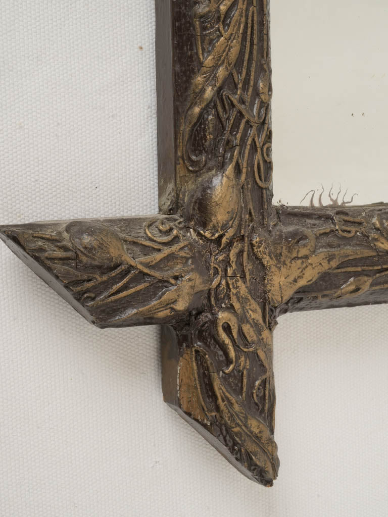 Textured carved antique wall mirror