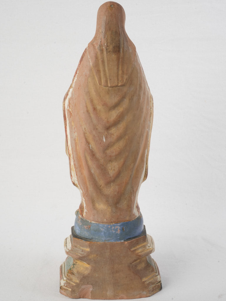 Late 19th Century Polychrome and Gilt Terracotta Virgin Bearing Votive Loss - 19¼"