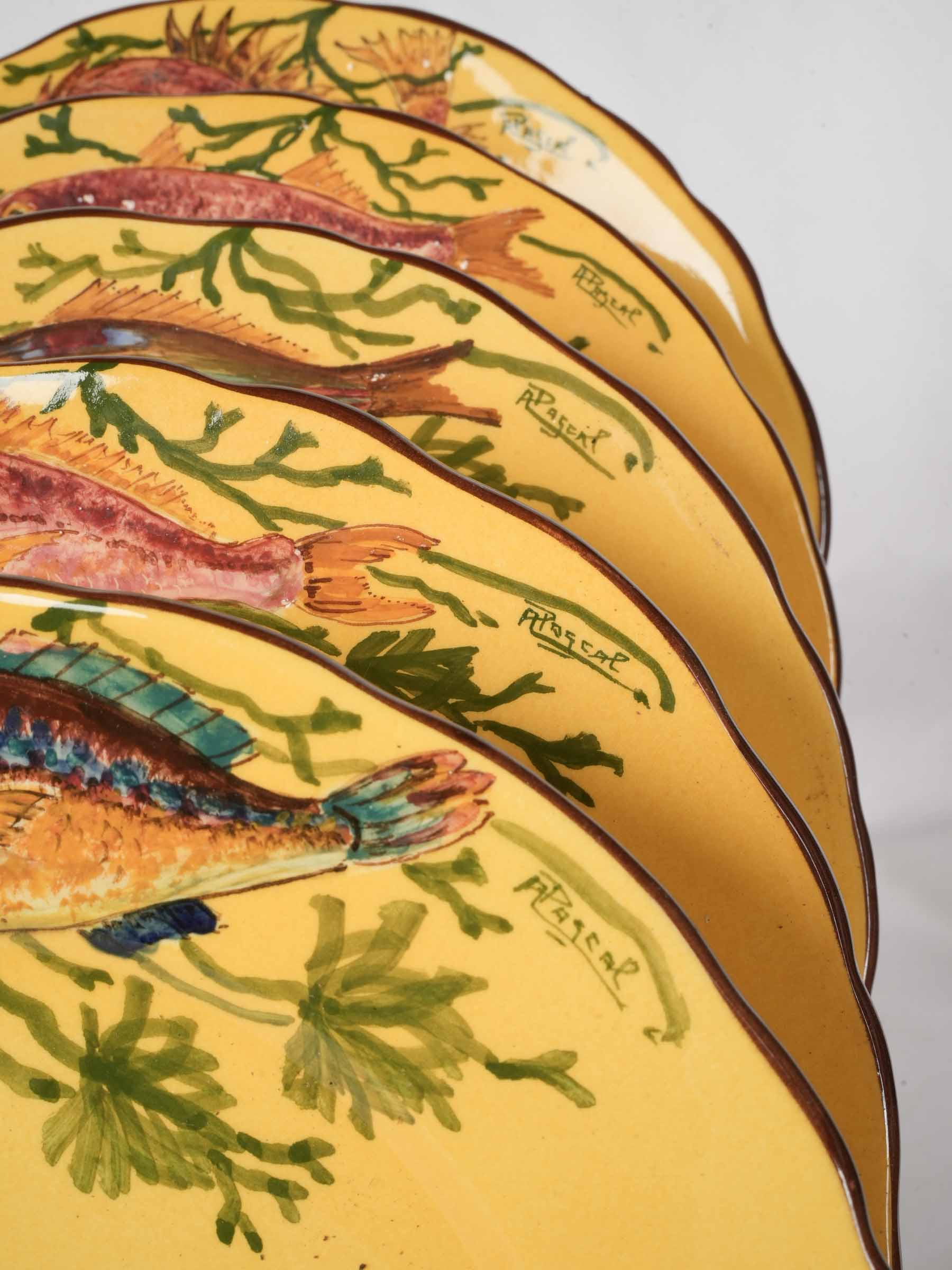 Remarkable 49-Piece Bouillabaisse Service in Hand-Painted Earthenware, 1960s