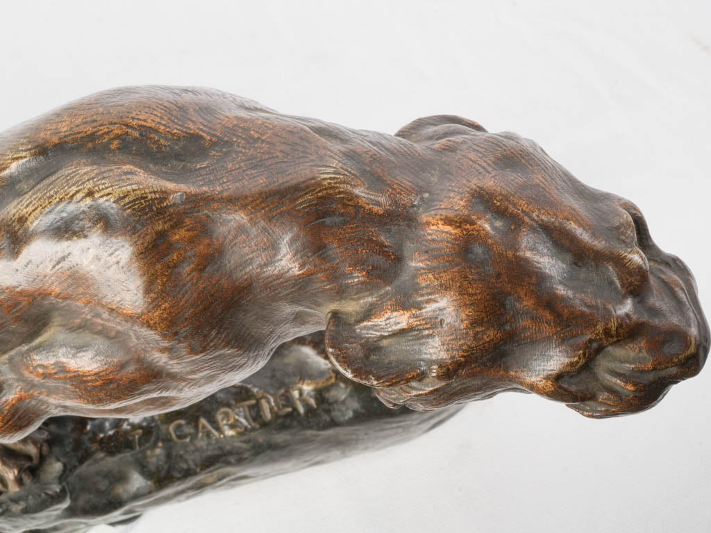 Detailed bronze predator sculpture