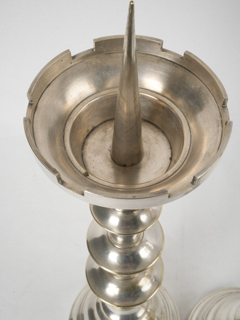 Ornate silver-plated French candlesticks collectible