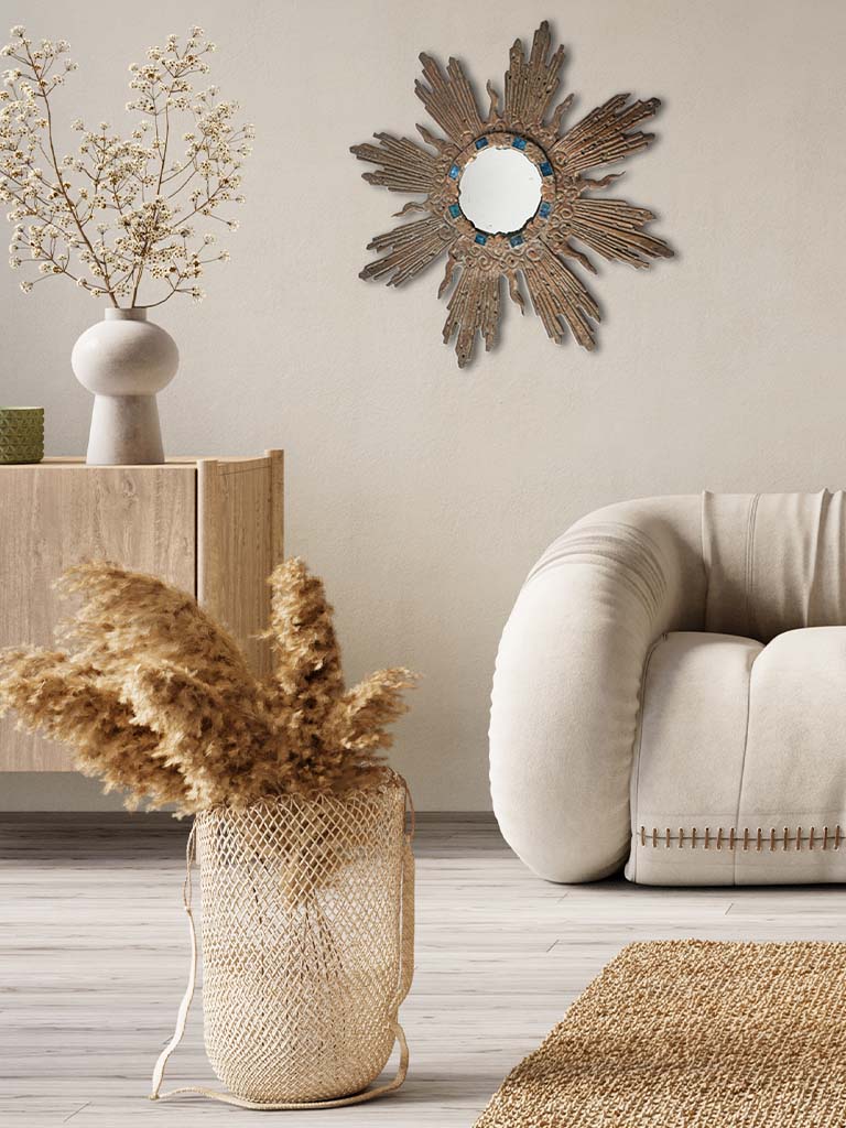 1960s blue glass inclusion mirror  