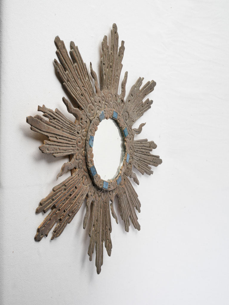 Textured artistic design sunburst mirror  