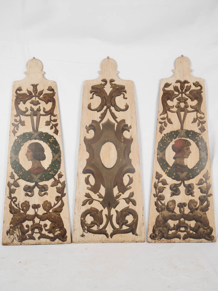 Antique Italian wooden decorative panels