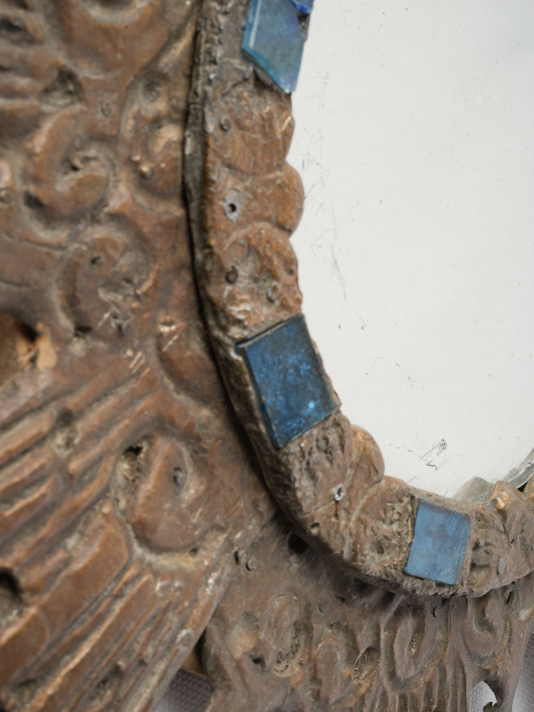 Aged celestial flair sunburst mirror  