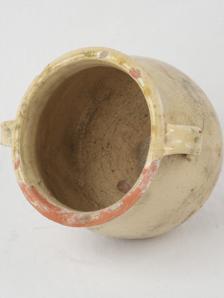historical yellow glazed French rusticated terracotta jar
