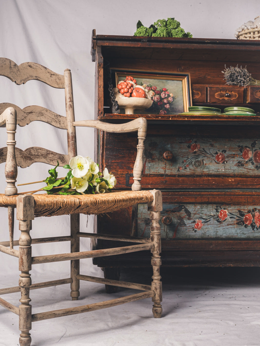 Vintage beechwood ladder-back chairs