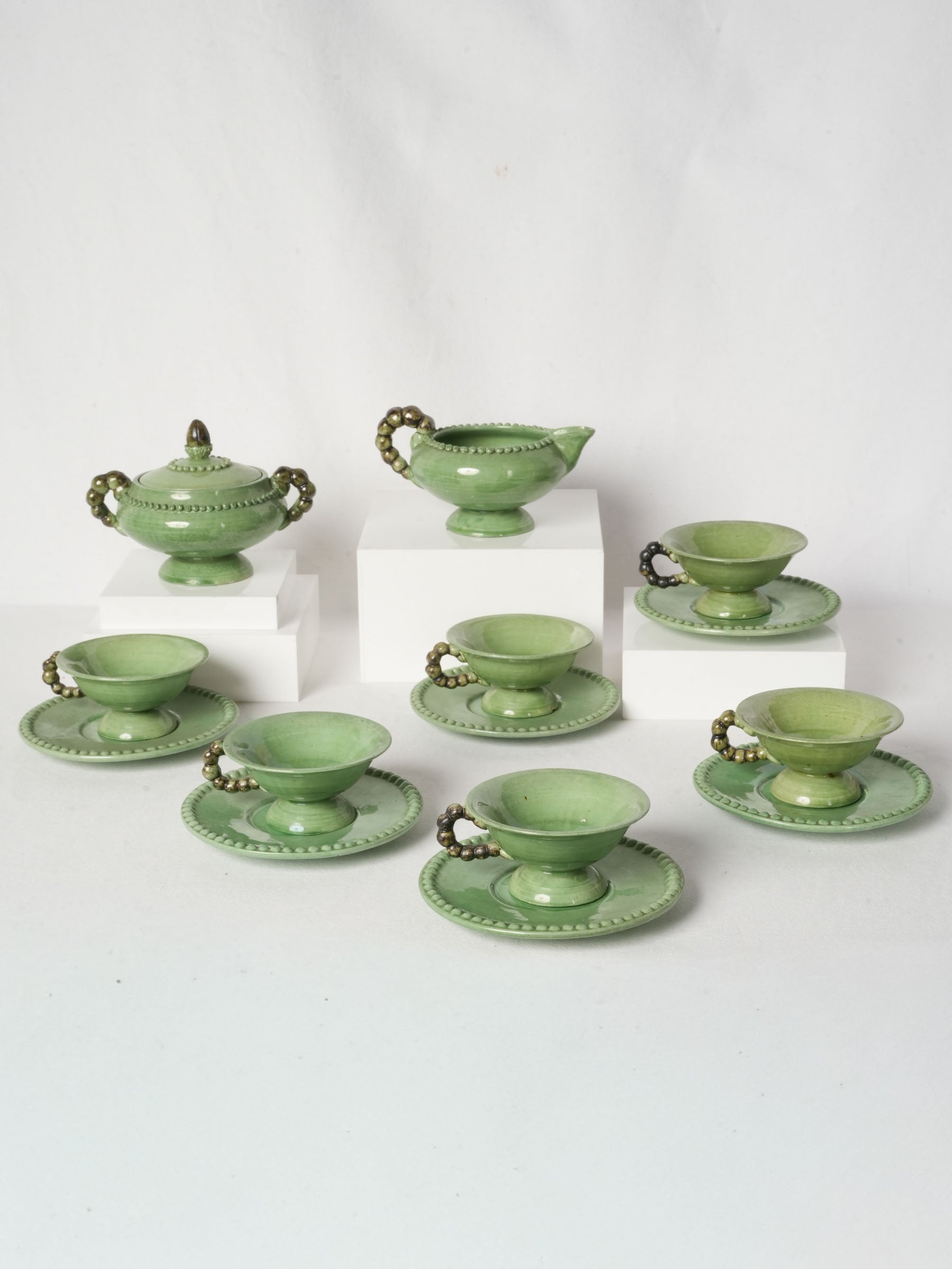Mid-Century Vallauris Coffee Service for Six, Green
