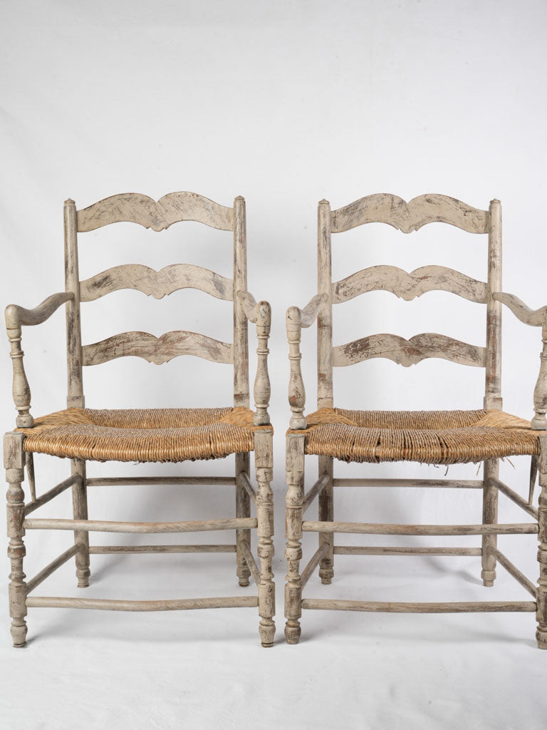 Classic rush seat armchairs