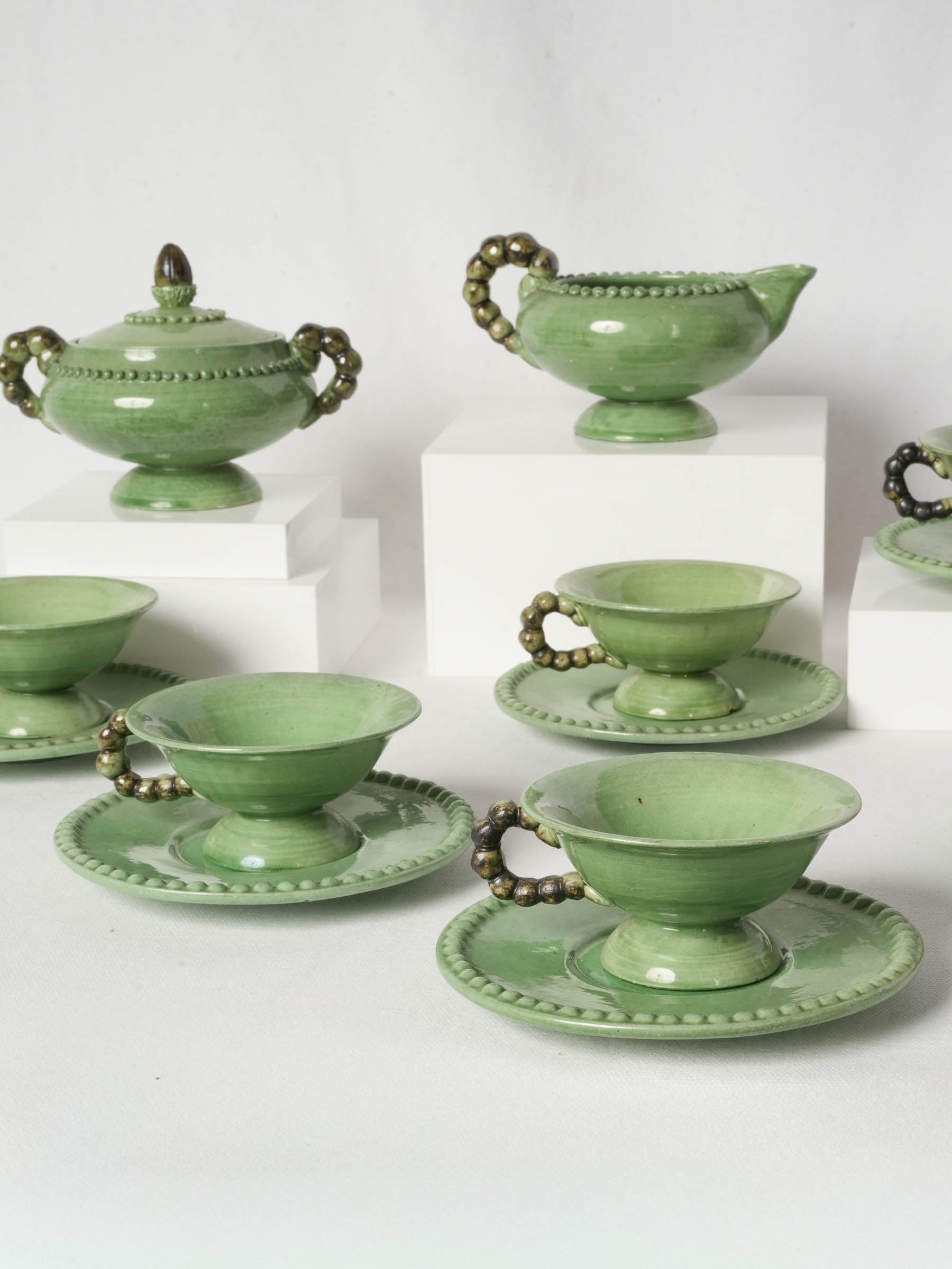 Mid-Century Vallauris Coffee Service for Six, Green