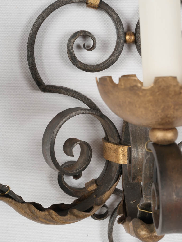 Re-electrified European wrought iron sconces