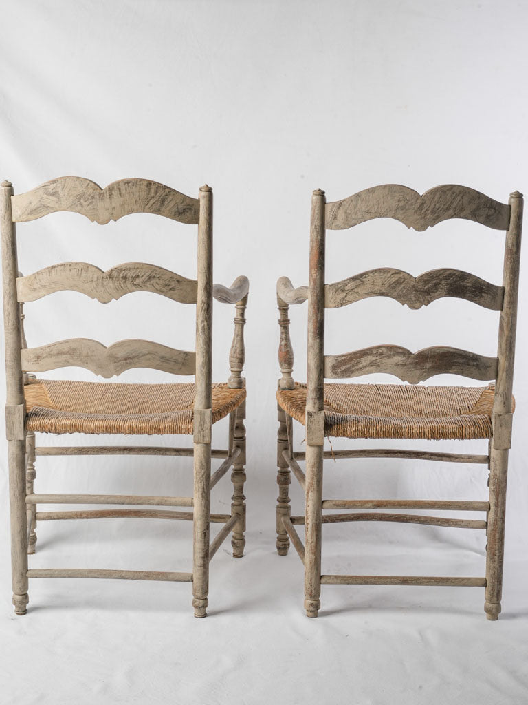 Timeless straw-woven seat armchairs