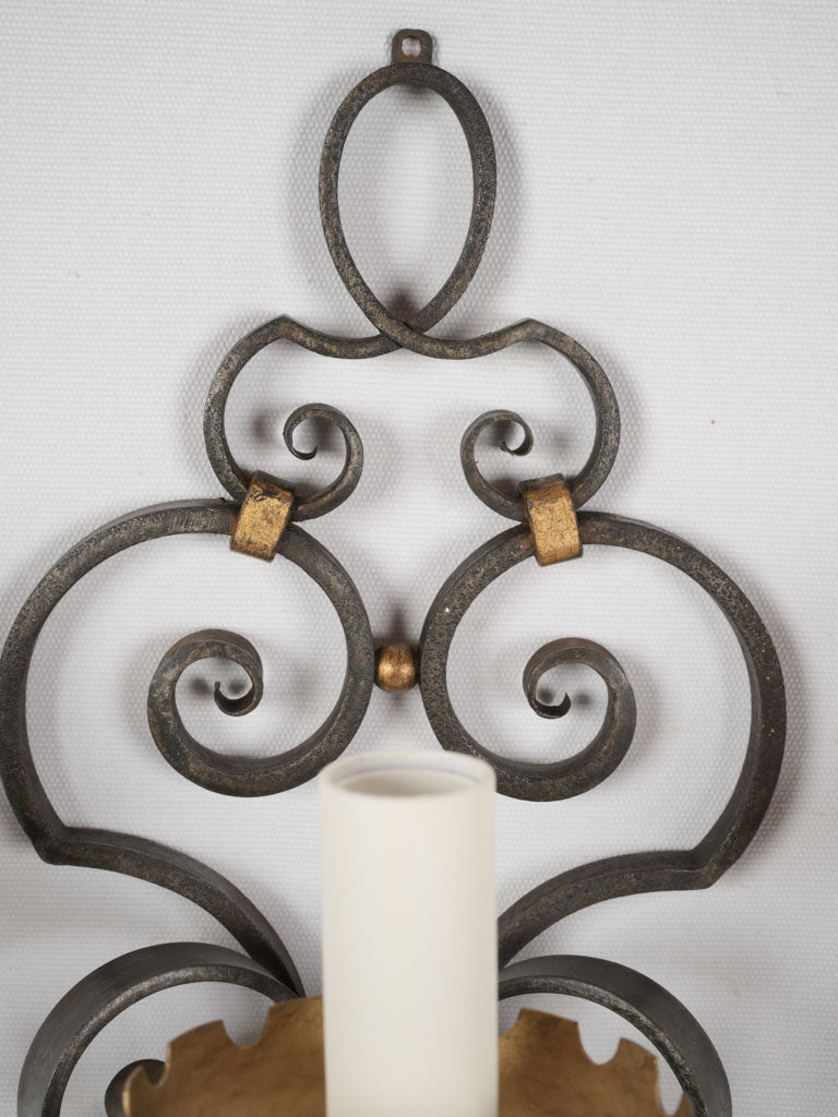 Aged wrought iron Parisian wall appliques