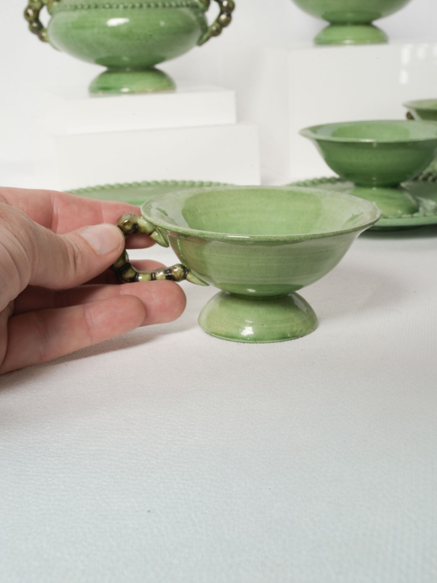 Mid-Century Vallauris Coffee Service for Six, Green