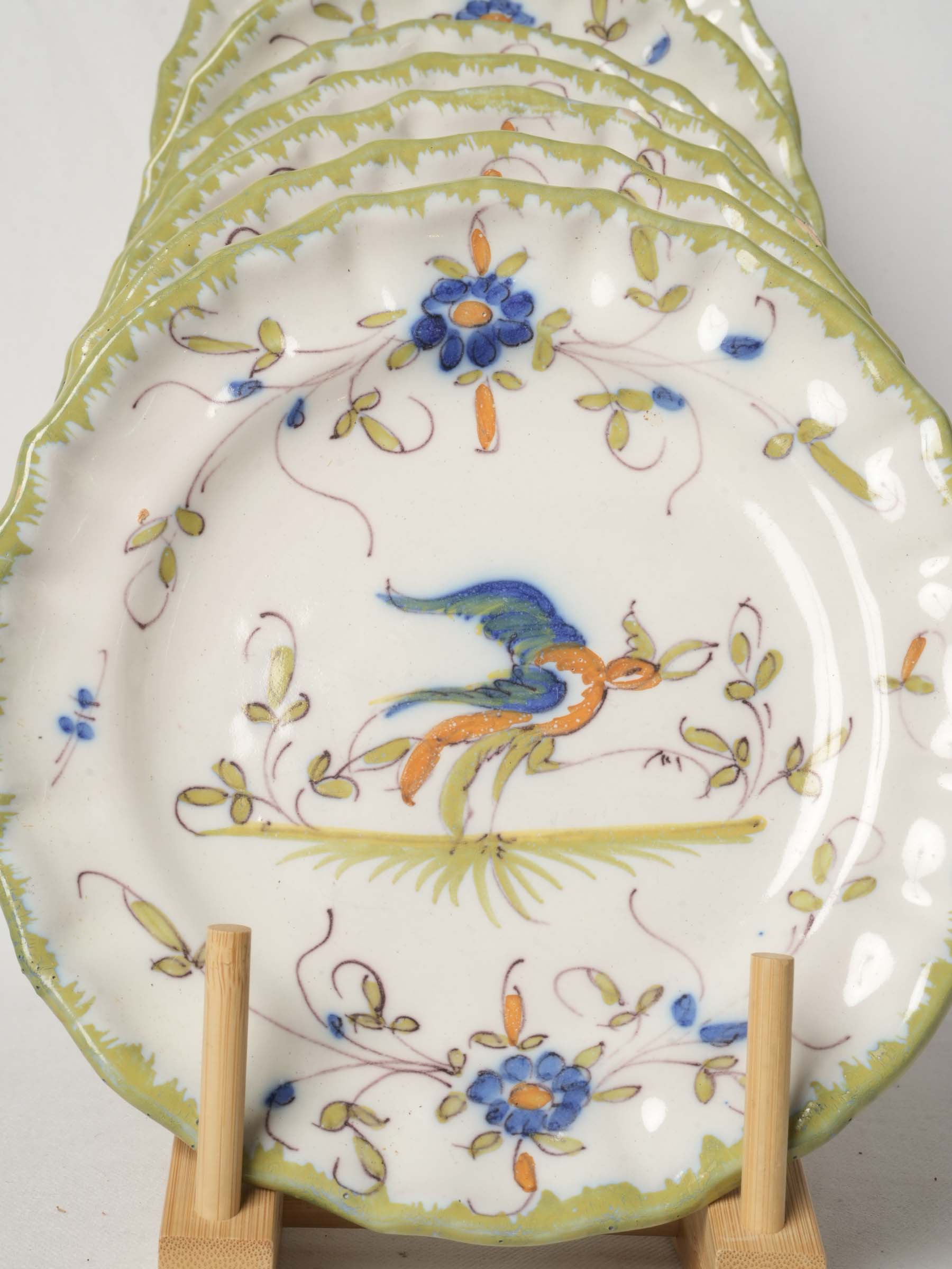 Set of Eleven Hand-Painted Moustiers Dessert Plates - 8¼"