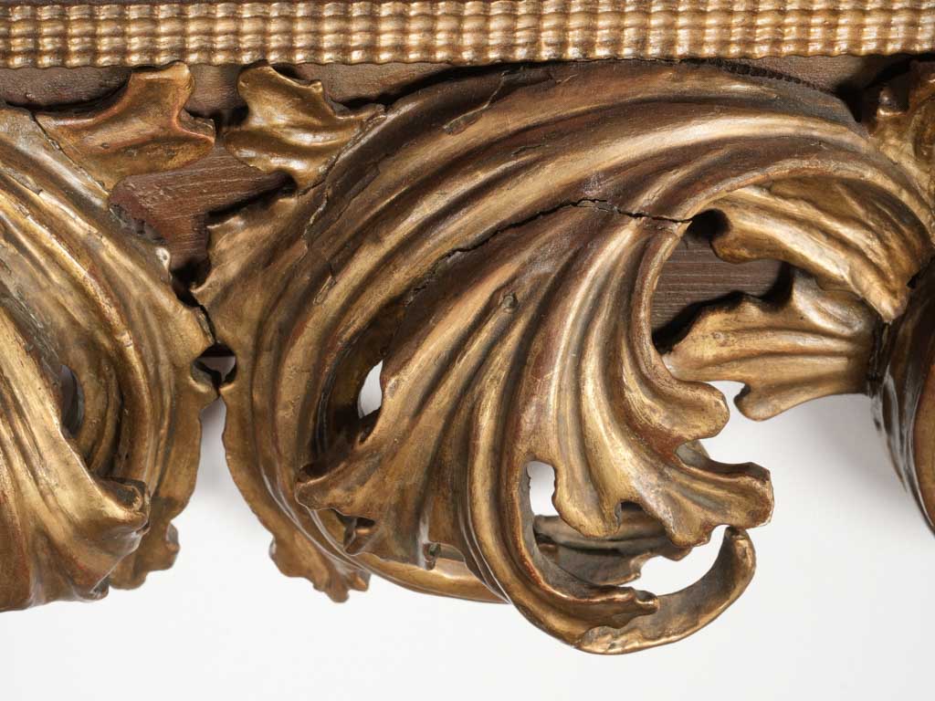 Antique ornamental acanthus leaf gold mirror
