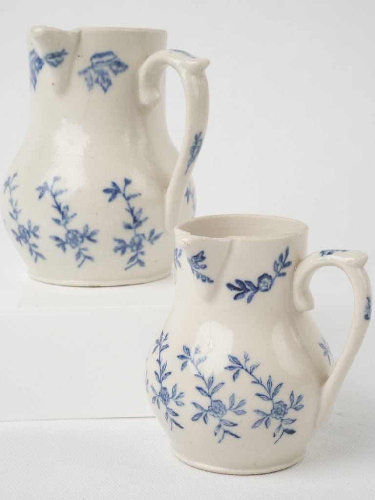 Antique Blue Floral Saint-Uze Pitchers