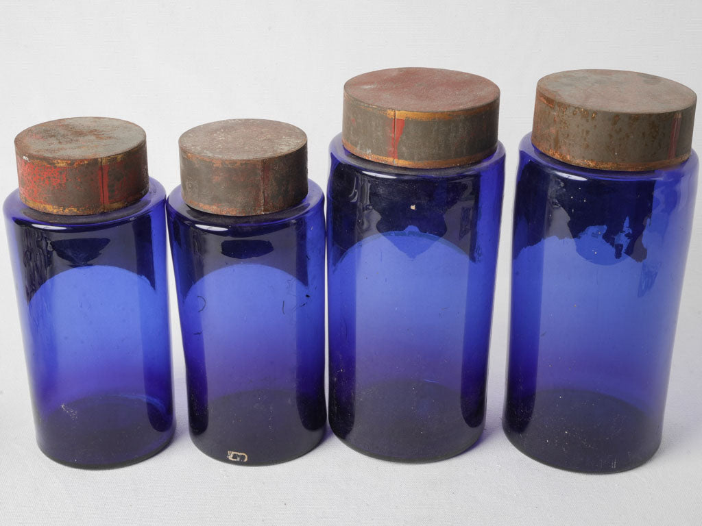 Decorative cobalt blue pharmacy jars