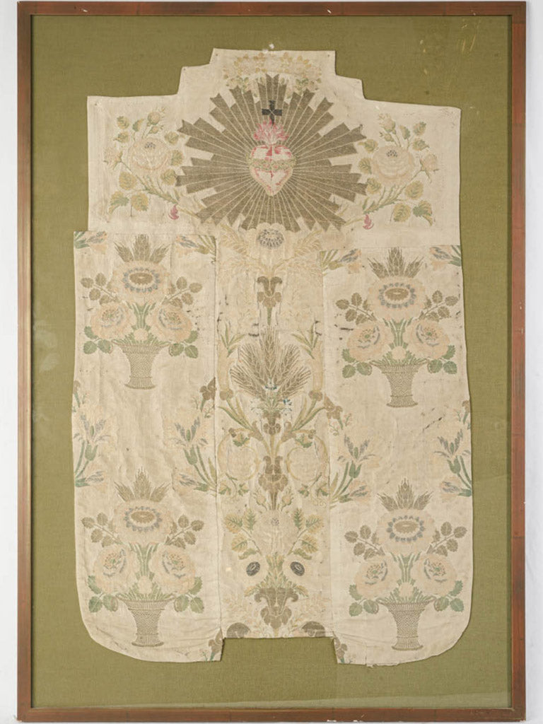 Antique French embroidered silk panel