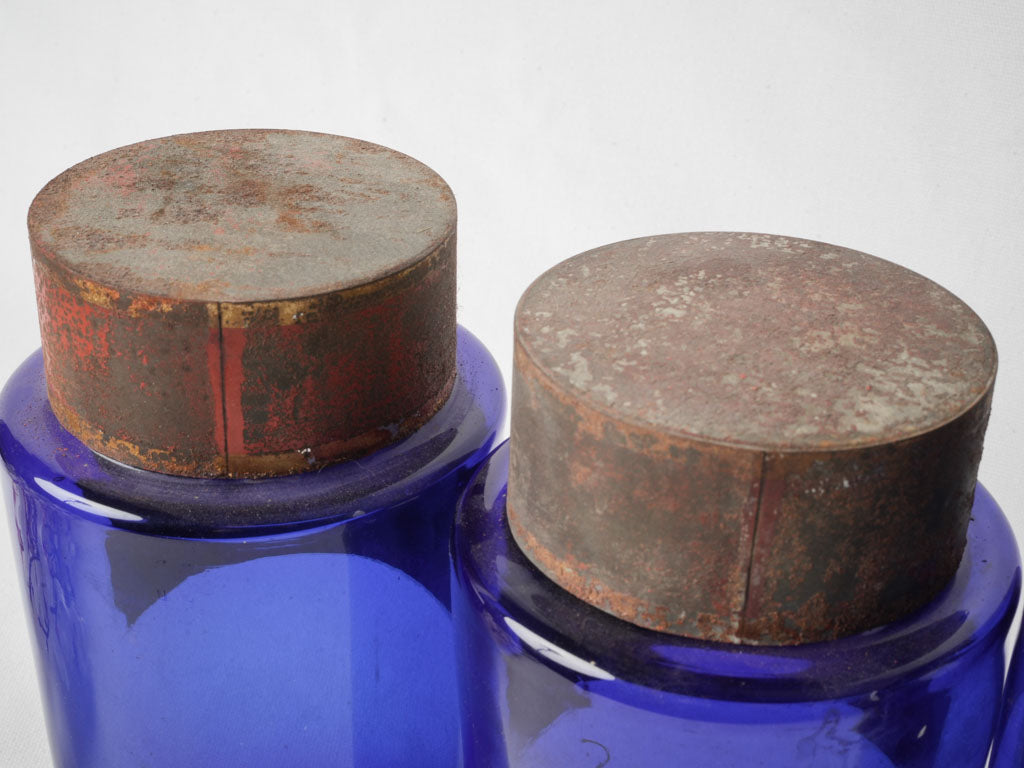 Rich cobalt-hued vintage jars