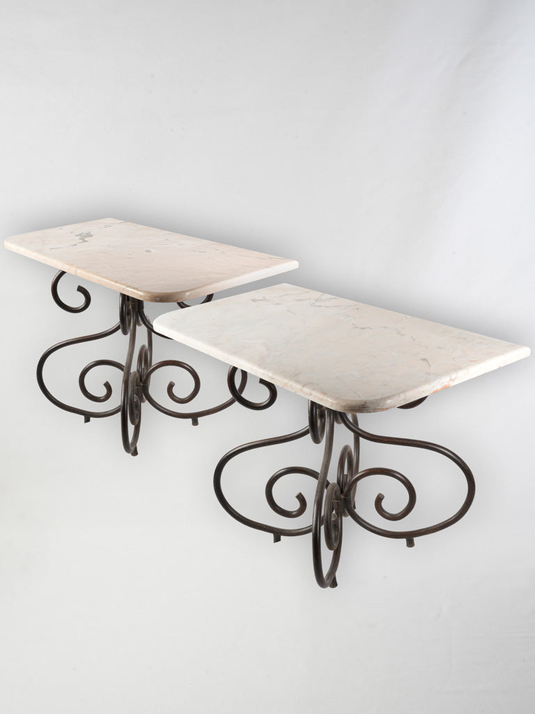 Exquisite antique marble console tables