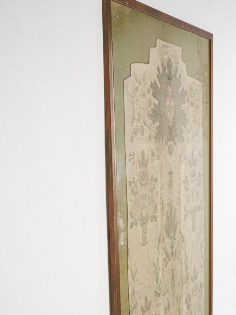Intricate floral needlework textile art
