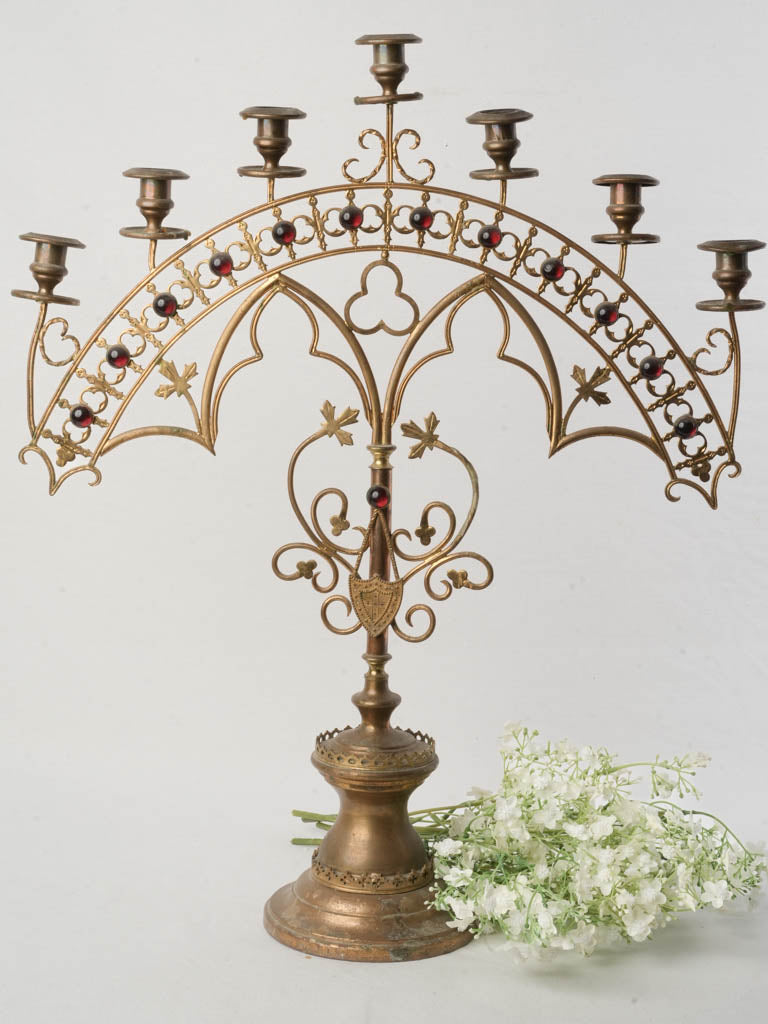Gothic Revival Seven Light Chapel Candelabrum c. 1880 - 26"
